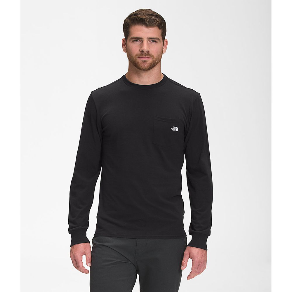 The North Face Long Sleeve Mens Australia - The North Face Long Sleeve Woodmont Pocket Black (VNU-51